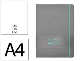 Antartik Cuaderno A4 Hojas Lisas Gris y Turquesa, Tapa Dura, 100 Hojas 80gr FSC