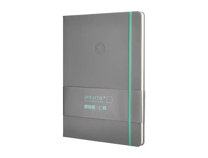 Antartik Cuaderno A4 Hojas Lisas Gris y Turquesa, Tapa Dura, 100 Hojas 80gr FSC