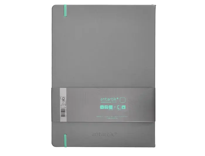 Antartik Cuaderno A4 Hojas Lisas Gris y Turquesa, Tapa Dura, 100 Hojas 80gr FSC