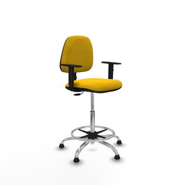 PIQUERAS Y CRESPO Taburete Isso CP bali amarillo con brazos 1D y base cromada