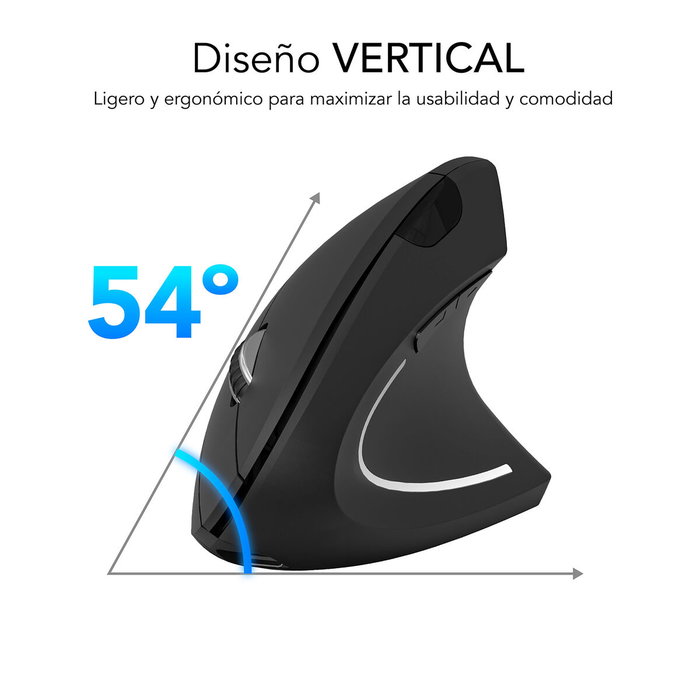 Subblim Glide Vertical Ergo Dual Ratón Inalámbrico Negro