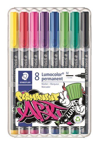 Staedtler Lumocolor Art 317 Rotuladores Permanentes, Colores Surtidos, 8 Unidades Staedtler Lumocolor Art 317 Rotuladores Permanentes, Colores Surtidos, 8 Unidades