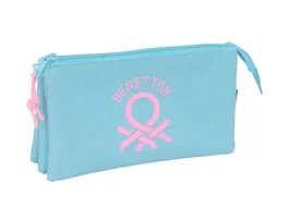 Safta Estuche Portatodo Triple Cremallera Colección Benetton Basic - Dimensiones 120x220x30 mm