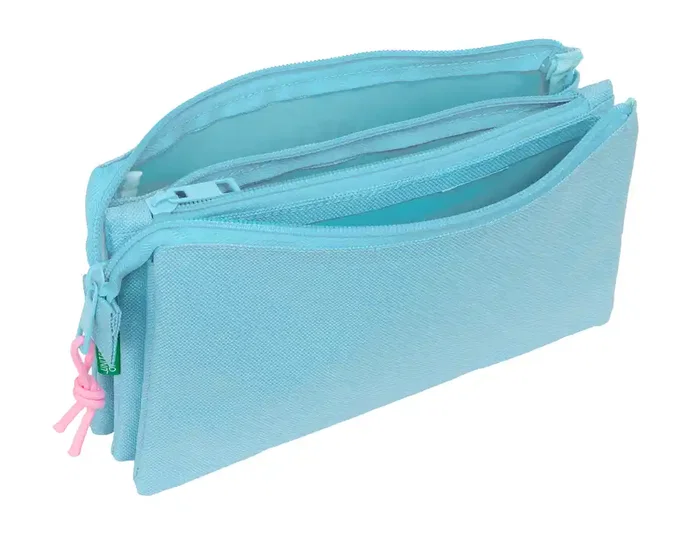 Safta Estuche Portatodo Triple Cremallera Colección Benetton Basic - Dimensiones 120x220x30 mm
