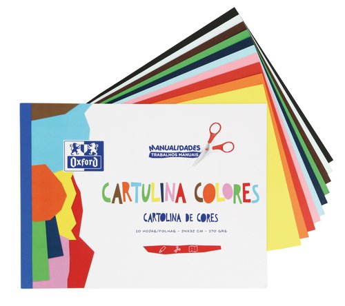 Oxford Bloc de 10 Cartulinas de Colores Surtidos A4+ 170g