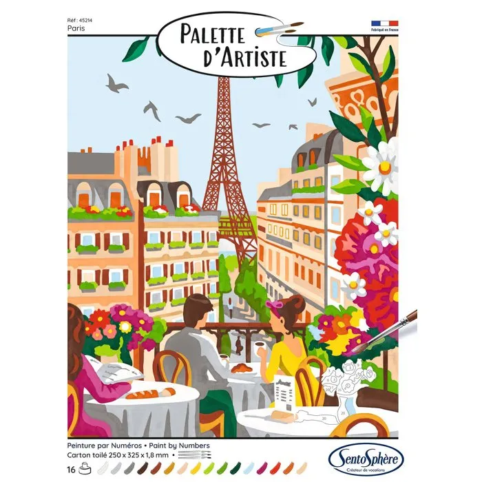 Sentosphere Pintura Acrílica por Números para Adultos, Paleta de Artista con Lienzo Impreso, París, AAAQV66143