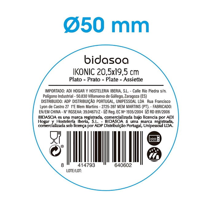 Plato Hondo Cerámico Ikonic Bidasoa 20,5x19,5x3,3 cm (24 Unidades)