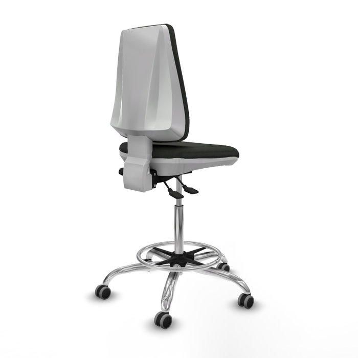 PIQUERAS Y CRESPO Taburete Elche blanco acabado Bali negro con base cromada PIQUERAS Y CRESPO Taburete Elche blanco acabado Bali negro con base cromada
