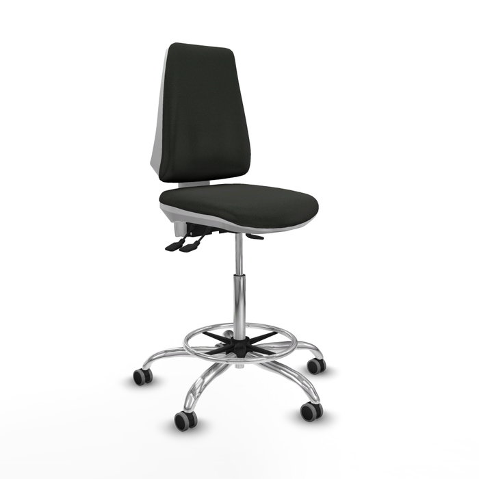 PIQUERAS Y CRESPO Taburete Elche blanco acabado Bali negro con base cromada PIQUERAS Y CRESPO Taburete Elche blanco acabado Bali negro con base cromada