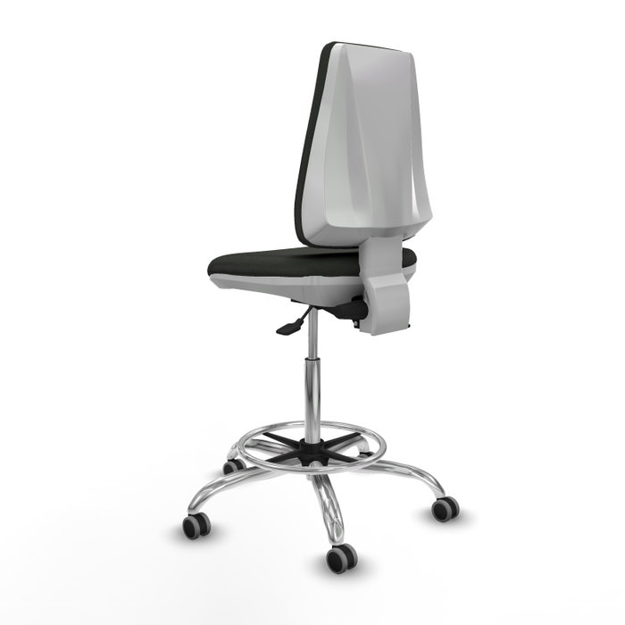 PIQUERAS Y CRESPO Taburete Elche blanco acabado Bali negro con base cromada PIQUERAS Y CRESPO Taburete Elche blanco acabado Bali negro con base cromada