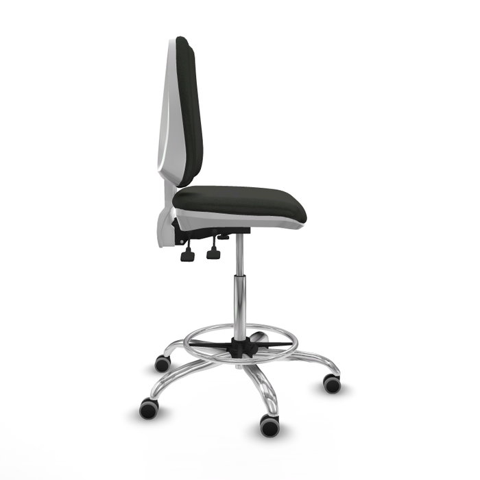 PIQUERAS Y CRESPO Taburete Elche blanco acabado Bali negro con base cromada PIQUERAS Y CRESPO Taburete Elche blanco acabado Bali negro con base cromada