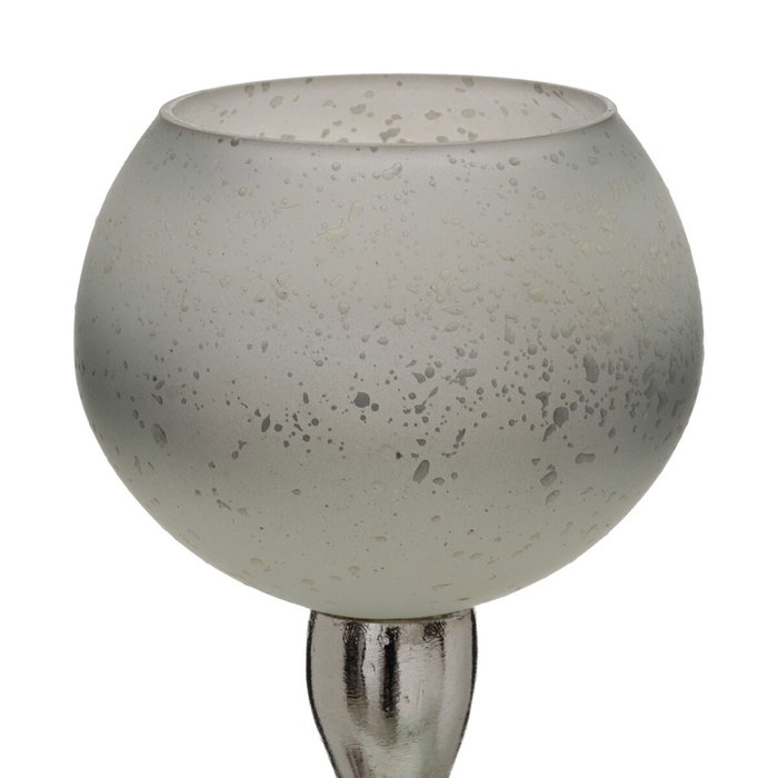 Ixia Portavelas Gris-plata de Aluminio y Cristal 11 x 11 x 48 cm