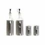 DKD Home Decor Set de 4 Vinagreras de Acero Inoxidable y Cristal Plateado