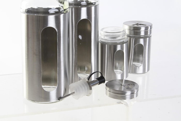 Set para Aliñar DKD Home Decor Cristal Plateado Acero Inoxidable (22 x 5,4 x 22 cm)