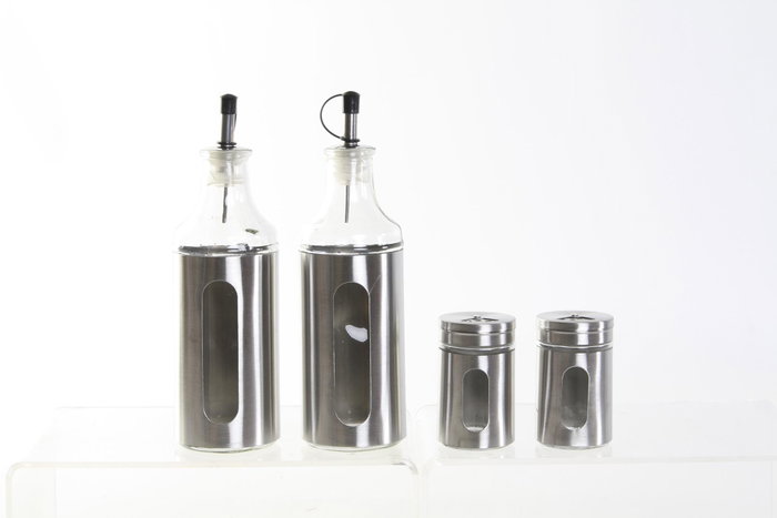 Set para Aliñar DKD Home Decor Cristal Plateado Acero Inoxidable (22 x 5,4 x 22 cm)