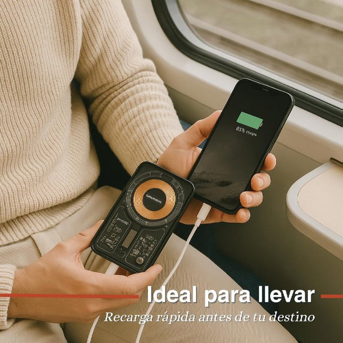 Grundig Power Bank 5000 mAh con Carga MagSafe y Puerto Tipo-C - Recargable