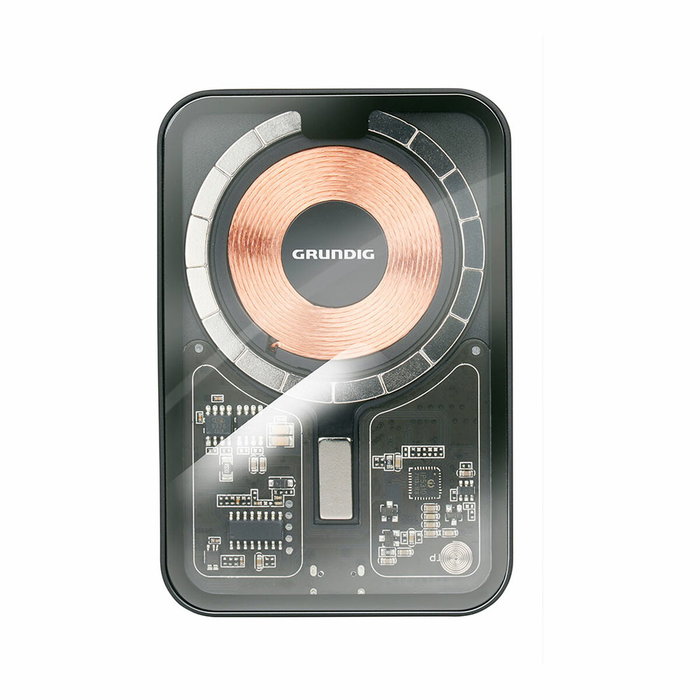 GRUNDIG Powerbank Inalámbrica Transparente 5000 mAh MagSafe USB-C