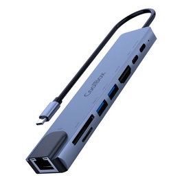 COOLBOX Mini Docking Station C81 USB-C PD 100W, HDMI 4K, 2x USB-A 3.2, RJ45, SD/microSD, Aluminio