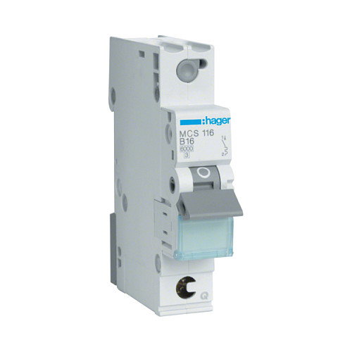 Hager MCS116 Interruptor Magnetotérmico 1 Polo 16A C 6kA Quick Connect Hager MCS116 Interruptor Magnetotérmico 1 Polo 16A C 6kA Quick Connect