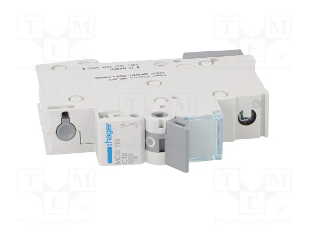 Hager MCS116 Interruptor Magnetotérmico 1 Polo 16A C-16A 6kA Quick Connect Hager MCS116 Interruptor Magnetotérmico 1 Polo 16A C-16A 6kA Quick Connect
