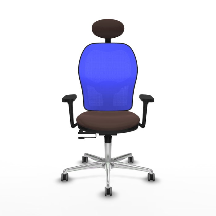 PIQUERAS Y CRESPO Silla de oficina Jorquera con Mecanismo Sincro/Traslack, Marrón y Azul