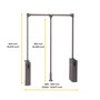 Emuca Colgador abatible para armario Sway, ancho regulable 600 - 830mm, Acero, Aluminio y Plástico, Pintado Titanio