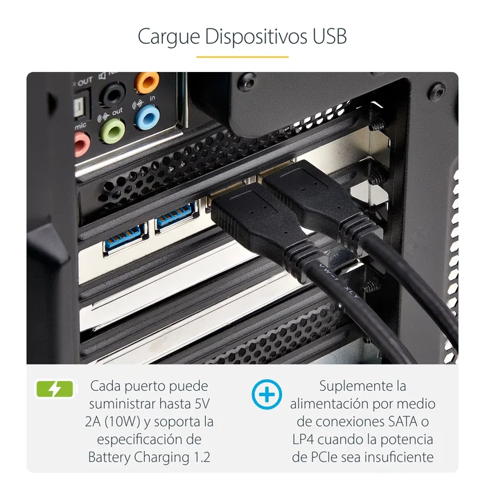 StarTech.com P5Q4A-USB-CARD Tarjeta PCI Express USB 3.2 Gen 1 - 4 Puertos Tipo A de 5 Gbps con Controladores Independientes y Alta Potencia, Compatible con PCIe 2.0 x4/x8/x16