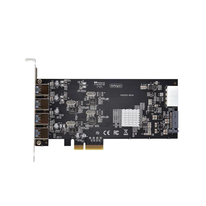 StarTech.com P5Q4A-USB-CARD Tarjeta PCI Express USB 3.2 Gen 1 - 4 Puertos Tipo A de 5 Gbps con Controladores Independientes y Alta Potencia, Compatible con PCIe 2.0 x4/x8/x16