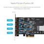 StarTech.com P5Q4A-USB-CARD Tarjeta PCI Express USB 3.2 Gen 1 - 4 Puertos Tipo A de 5 Gbps con Controladores Independientes y Alta Potencia, Compatible con PCIe 2.0 x4/x8/x16