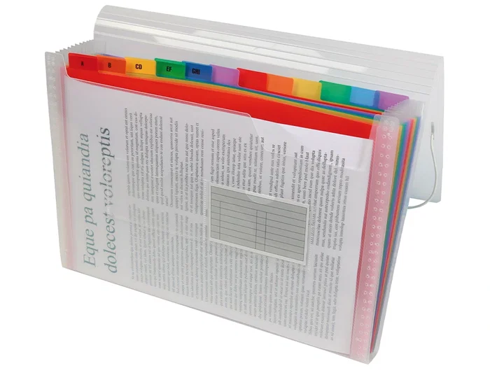 Liderpapel Spectrafile Carpeta Clasificadora Fuelle con 13 Departamentos de Colores en Polipropileno Transparente A5