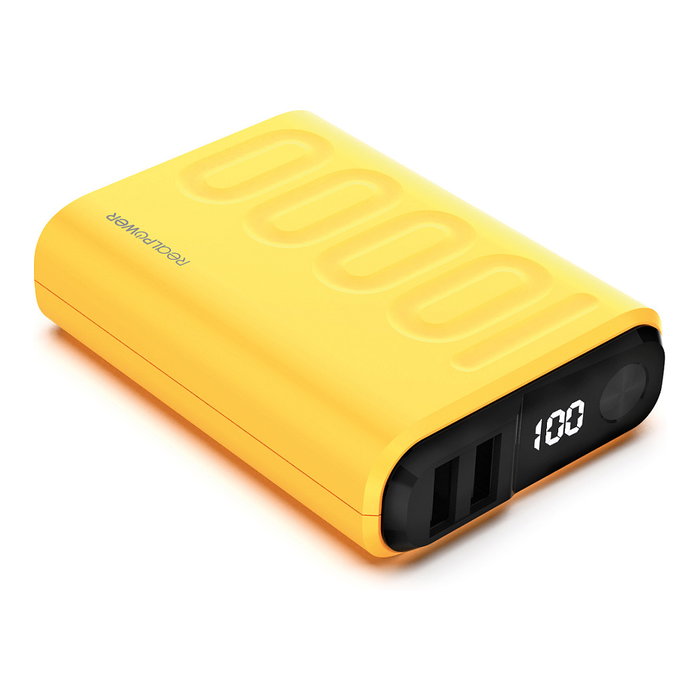 RealPower Powerbank PB-10000 10000mAh Carga Rápida USB Power Delivery 20W, 3 Puertos, Color Amarillo