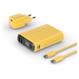 RealPower Powerbank PB-10000 10000mAh Carga Rápida USB Power Delivery 20W, 3 Puertos, Color Amarillo