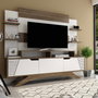 Hanah Home Mueble de TV Moderno Novedoso Nogal y Blanco 180cm Ancho x 148.6cm Alto x 29.5cm Profundidad - Espacioso Almacenamiento, Diseño Elegante para Salón