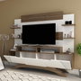 Hanah Home Mueble de TV Moderno Novedoso Nogal y Blanco 180cm Ancho x 148.6cm Alto x 29.5cm Profundidad - Espacioso Almacenamiento, Diseño Elegante para Salón