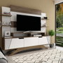 Hanah Home Mueble de TV Moderno Novedoso Nogal y Blanco 180cm Ancho x 148.6cm Alto x 29.5cm Profundidad - Espacioso Almacenamiento, Diseño Elegante para Salón