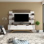 Hanah Home Mueble de TV Moderno Novedoso Nogal y Blanco 180cm Ancho x 148.6cm Alto x 29.5cm Profundidad - Espacioso Almacenamiento, Diseño Elegante para Salón