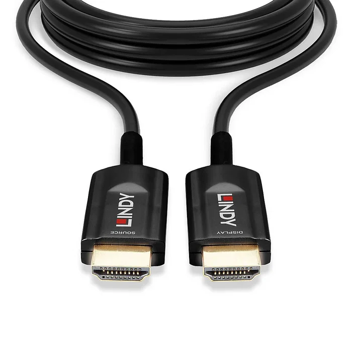 Lindy 38381 Cable HDMI 2.1 Fibra Óptica Híbrido 15 m, 48 Gbit/s, 8K HDR10+, ARC, eARC, Dolby Atmos, DTS:X, Negro