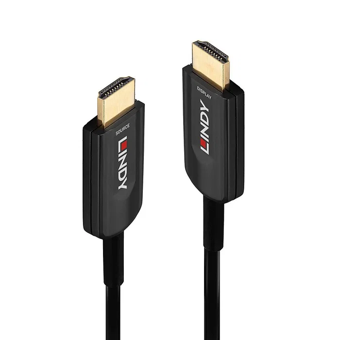 Lindy 38381 Cable HDMI 2.1 Fibra Óptica Híbrido 15 m, 48 Gbit/s, 8K HDR10+, ARC, eARC, Dolby Atmos, DTS:X, Negro