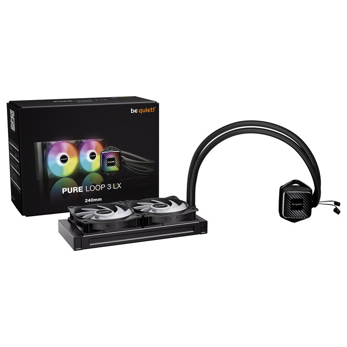 be quiet! Pure Loop 3 LX AIO Sistema de Refrigeración Líquida 240mm, Negro, 2 Ventiladores PWM de 120mm, 105.1 m³/h, Compatible con AMD AM4/AM5 e Intel LGA 1150/1200/1700/1851