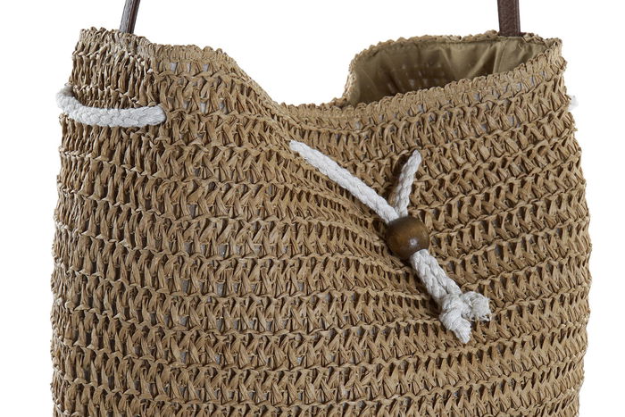 DKD Home Decor Bolso Boho Natural Beige 28 x 38 x 44 cm (4 Unidades)