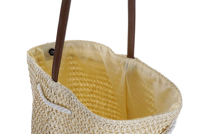 DKD Home Decor Bolso Boho Natural Beige 28 x 38 x 44 cm (4 Unidades)