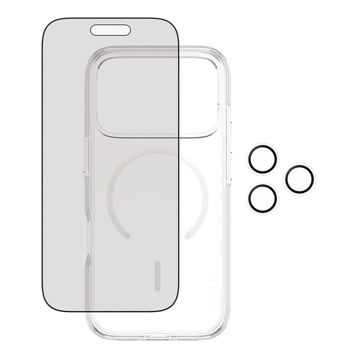 PanzerGlass CARE by Protector de Pantalla 3-en-1 Privacidad para Apple iPhone 17 Pro - Vidrio Templado Antihuellas Aplicación en Seco