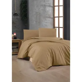 Juego de Cama - Funda Nórdica 220x240 cm + Fundas Almohada 60x60 cm - 100% Algodón Reforzado - Marrón