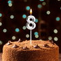 Party Time Vela Aniversario Cifra 8 Plata Fiesta 3.5x0.7cm h.13cm