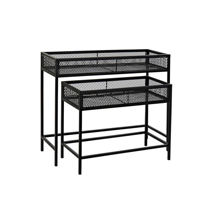 DKD Home Decor Carter 20 Macetero Negro Metal 25 x 60.5 x 70 cm Set de 2