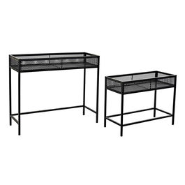 DKD Home Decor Carter 20 Macetero Negro Metal 25 x 60.5 x 70 cm Set de 2