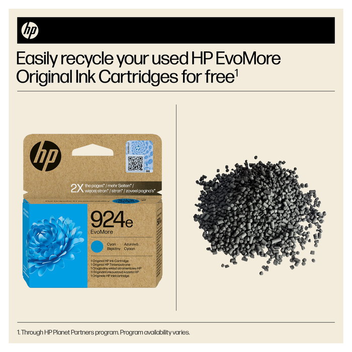 HP 924e EvoMore Cyan Original Ink Cartridge Alto rendimiento (XL) 800 páginas