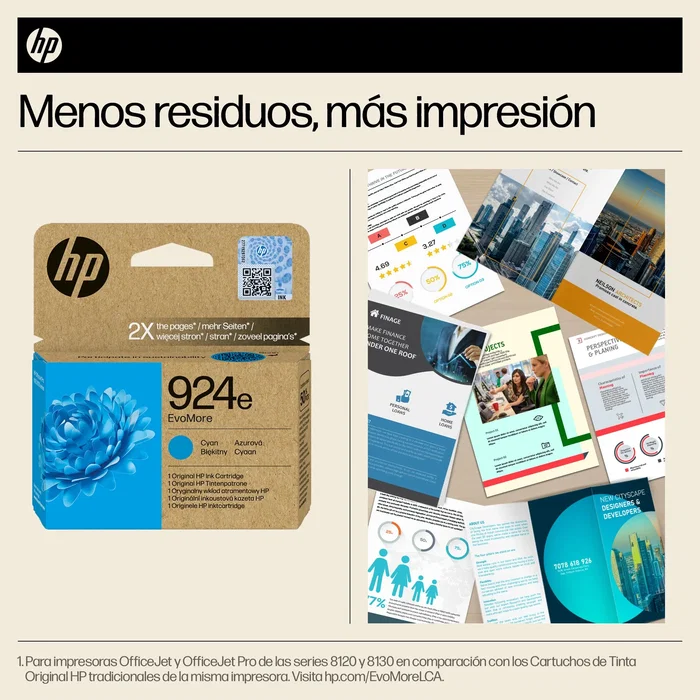 HP 924e EvoMore Cyan Original Ink Cartridge Alto rendimiento (XL) 800 páginas