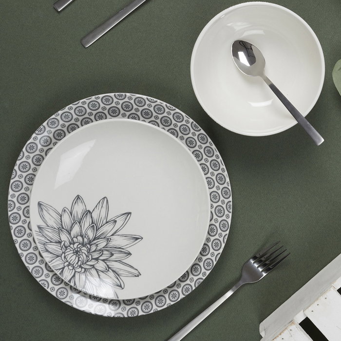 Home Deco Factory Plato Cottage Gris 25 cm
