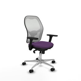 PIQUERAS Y CRESPO Silla de oficina Jorquera con mecanismo Sincro, Tela Morada y Malla Blanca